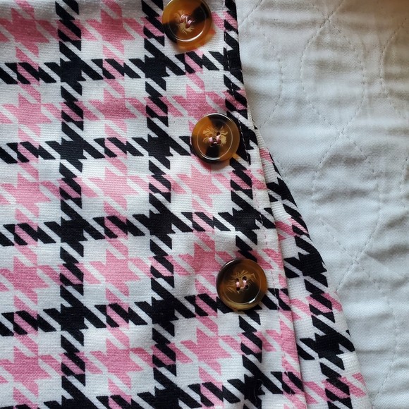 Jolie & Joy size 2x pink black plaid Houndstooth Mini Skort - Picture 6 of 10